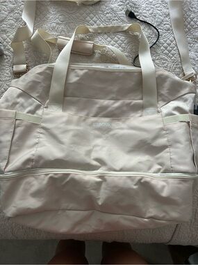 Etronik Cream Nylon Tote with Dual Straps